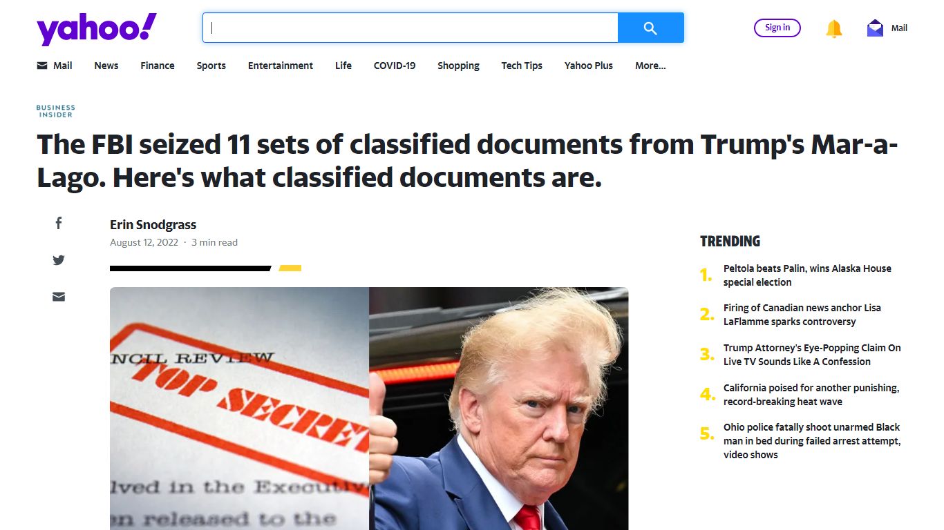 The FBI seized 11 sets of classified documents from Trump's Mar-a-Lago ...